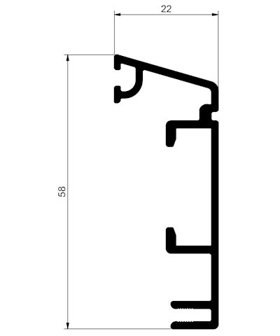 AWP 303 Frameprofile 58mm 2 layer - 6000 mm